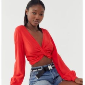 Urban Outfitters Twist Blouse Sold Out Red Crop S